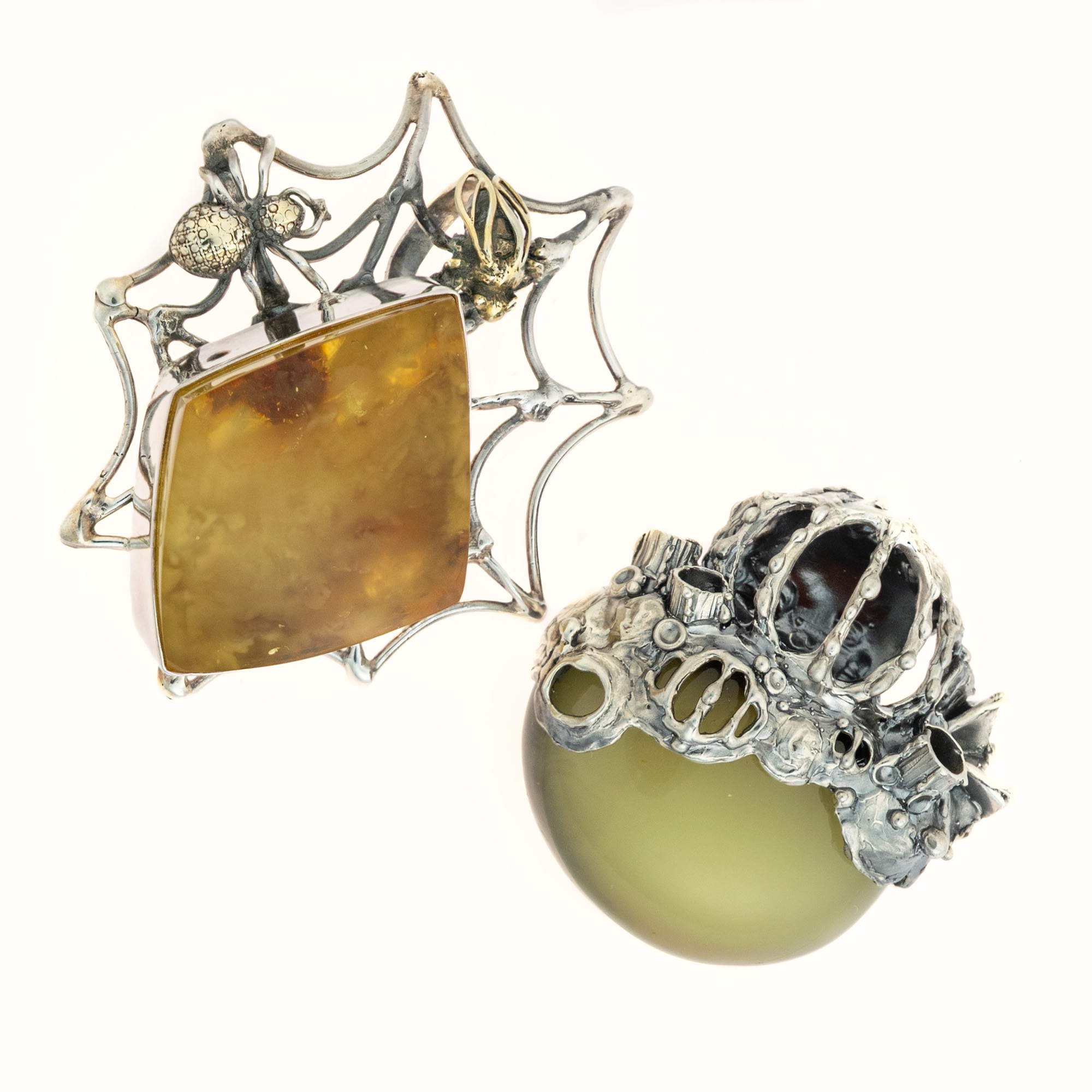 Sterling Silver and Baltic Amber Pumpkin Pendant 5